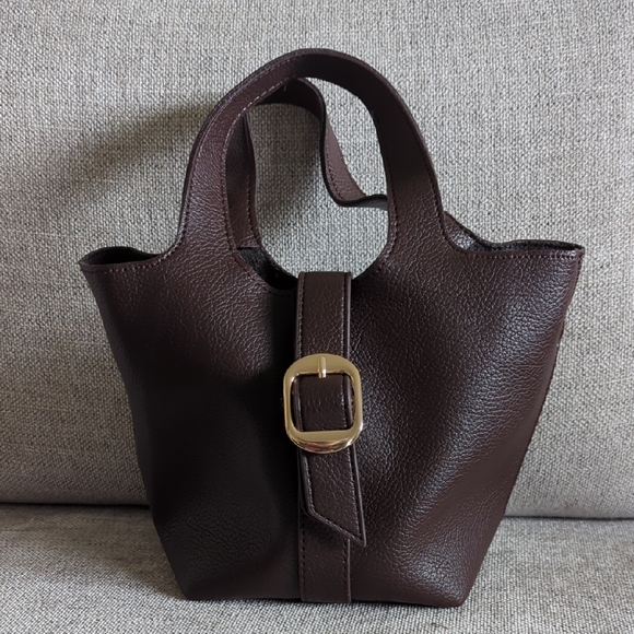 Elegant Brown Vegan Leather Hand Bag - Picture 2 of 9